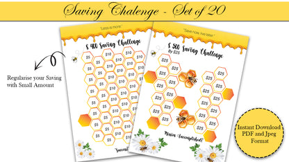 Savings Challenge Printable | Savings Challenge Bundle 4X6