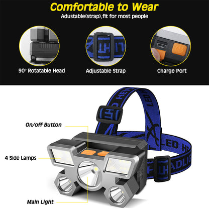 USB Rechargeable LED Headlamp Flashlight Headlight Head Torch Waterproof Sensor