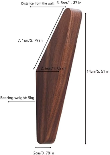Set of 4 Oak Wood Wall Coat Hooks - Heavy duty